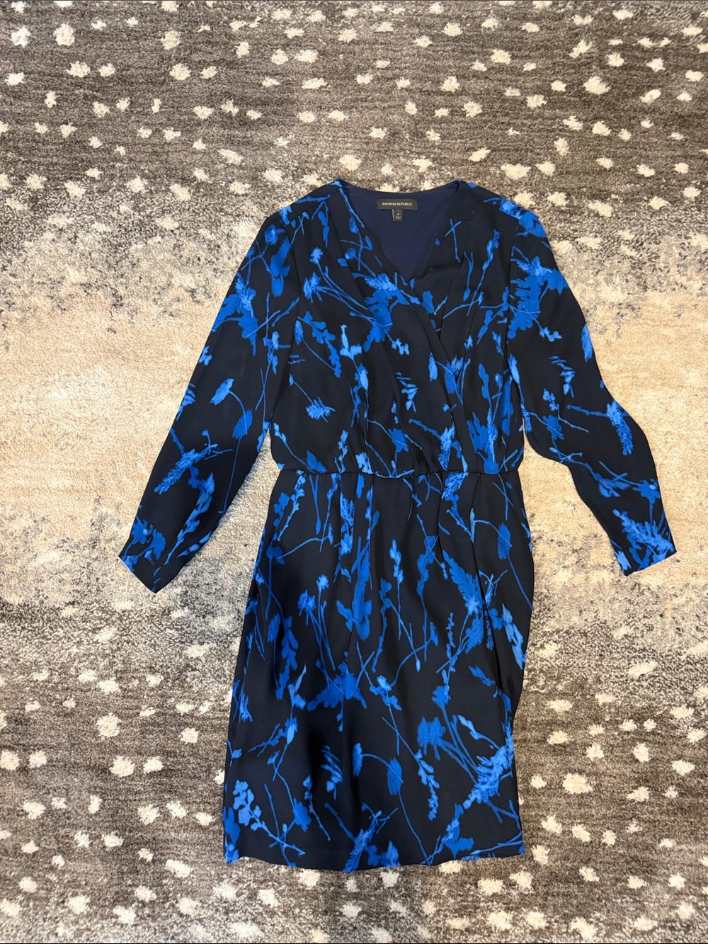 Banana Republic Black Dress with Bright Blue Floral Print